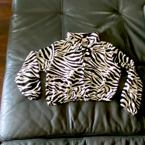 H&M zebra print long sleeve shirt see-through - Picture 1 of 3